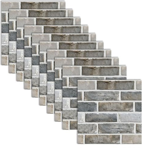 suaywo 10 PCS Papel Pintado Pared Ladrillo 3D Paneles Pared Autoadhesivos Papel Pintado Piedra Autoadhesivo Pared Ladrillos 3d Adhesivo Pared Adecuado para cocina, dormitorio, sala de estar 30*30 cm