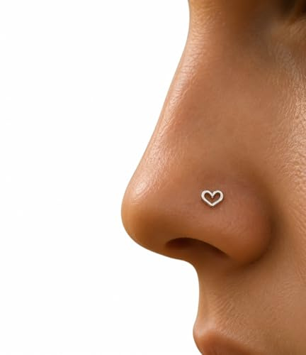 ⊹⊱ ✿ AUSGESTANZTES SILBERNES MINI HERZ - NASENSTECKER ✿ ⊰⊹ kleiner Nasenstecker, Piercing, Nase, Nasenpiercing, Herz, Edelstahl, Chirurgenstahl