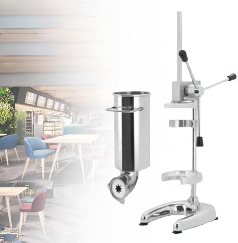 MhWrughts Macchina per Ciambelle spagnole manuali da 2L/3L, Macchina per Churro con 5 Tipi di stampi, Macchina per churrera Spagnola Verticale in Acciaio Inossidabile,3L