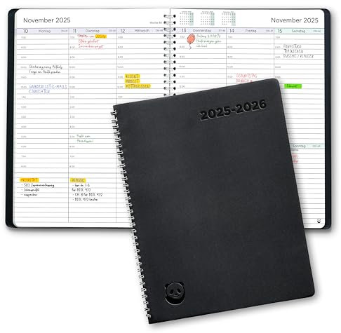 Terminplaner 2025 2026 von SmartPanda - Wochenplaner A4, Schulplaner – Softcover Tagebuch, 30 Minuten-Intervalle – Juli 2025 - August 2026 - auf Deutsch