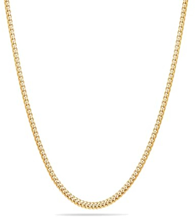 Kritz Chaîne Cubaine 3MM plaqué Or en Acier inoxydable - Collier Chaines Maille Gourmette Americaine Femme et Homme Taille 40 45 50 55 Cm - Bijoux Collier Cadeau (50 Cm)