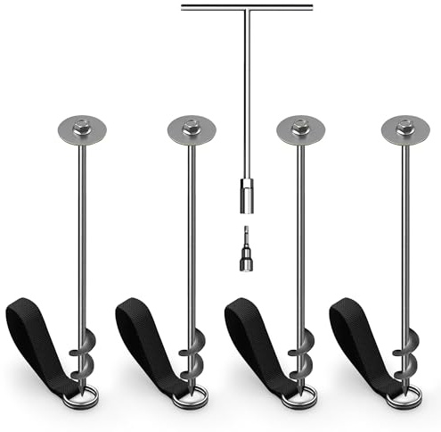 Jumpflex Trampoline Anchor Kit PRO, Heavy-Duty Metal Ground Anchors Set, Easy-to-Install Stakes for Outdoor Trampoline Anchoring