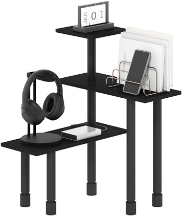 Furinno Turn-N-Tube 3-stufiges Mehrzweck-Eck-Organizer-Regal für die Arbeitsplatte, Espresso/Schwarz
