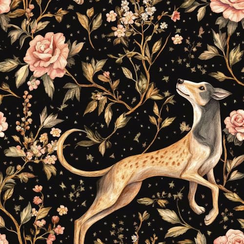Selbstklebende Tapete Dunkelschwarze Hunde Mustertapete Kaninchen Blatt Blumen Klebefolie Möbel Tapete Kinderzimmer Muster Dekofolie Möbelfolie Selbstklebend Wand Tapeten Wohnzimmer Schrankfolie Kleb