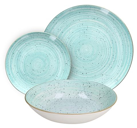 Tognana Pepper Bamboo, Servicio de platos 18 piezas para 6 personas, Porcelana, Verde