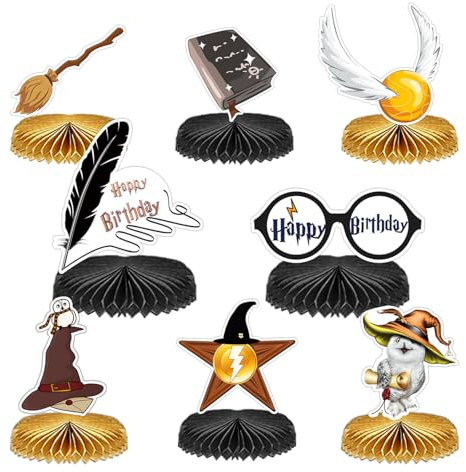 Wizard Deko – 8er Set Hexen Wabenaufsteller für Geburtstag, Kinderparty & Halloween – Magische Tischdeko für Zauberhafte Mottoparty
