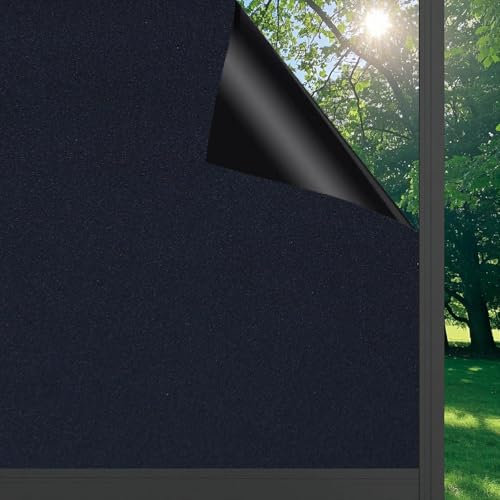 FEILAYS Nero Pellicola oscurante per finestre, opaca Pellicola per Vetri per Privacy, resistente ai raggi UV e protezione solare per camera Ufficio, Bagno, Camera da Letto,Blocca la Luce,30 x 200 cm