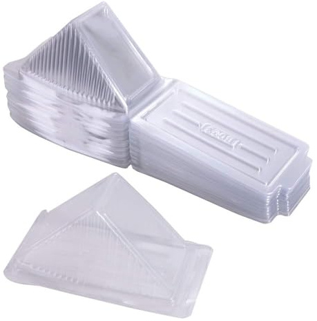 100 scatole di imballaggio per sandwich, in plastica trasparente, triangolari, con coperchio incernierato, contenitori per sandwich, contenitori da asporto, per torte, cheesecake, flan, dessert