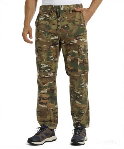 YUSHOW Pantalones tácticos para hombre, de camuflaje, de algodón, resistentes, con múltiples bolsillos, para senderismo, camping, CP, XL