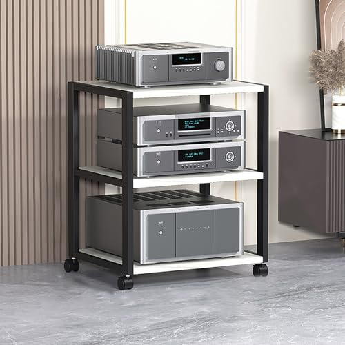 Soporte de consola de almacenamiento de discos de vinilo, gabinete de componentes estéreo multicapa para dormitorio y sala de estar, solución moderna de almacenamiento de medios