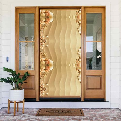 Beach Sea Shell Sand Decorative Holiday Door Cover, Perfect For Indoor And Outdoor Christmas Decorations