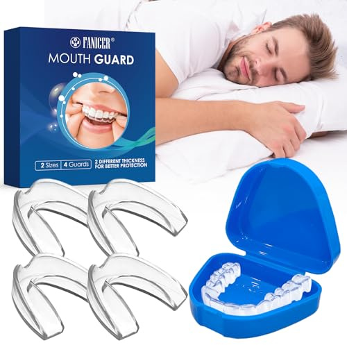 4 Piezas Ferula Descarga Bruxismo,Bruxismos Dental Noche,2 Tamaños Kit de Protección Dental,Disfruta de un Sueño Tranquilo