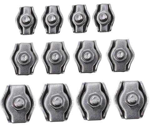 FELTECHELECTR 12 piezas Clips Inoxidable para Fijación de Cables Abrazaderas Clip para Cuerda y Alambre Resistentes y Fáciles de Instalar para Uso Industrial y Doméstico