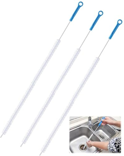 HUVZOR 3 Piezas Cepillo de Limpieza para Desagüe, Herramienta de Drenaje para Eliminar Pelos y Desatascar, Cepillos para Tuberías, para Cocina, Fregadero y baño
