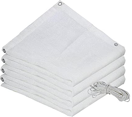 Telo ombreggiante bianco resistente ai raggi UV all'85%, anti-invecchiamento, impermeabile e traspirante, con occhielli e corda, vela perfetta per tetto, cortile, giardino e recinzioni (6 x 6 m)