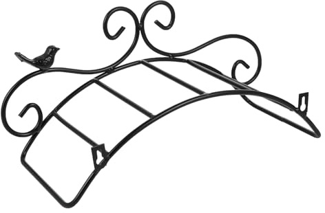 Angoily Soporte para Manguera de Jardín Negro 38X17 CM Estante de Almacenamiento Metálico Resistente para Exterior Colgador de Soporte para Mangueras de Agua