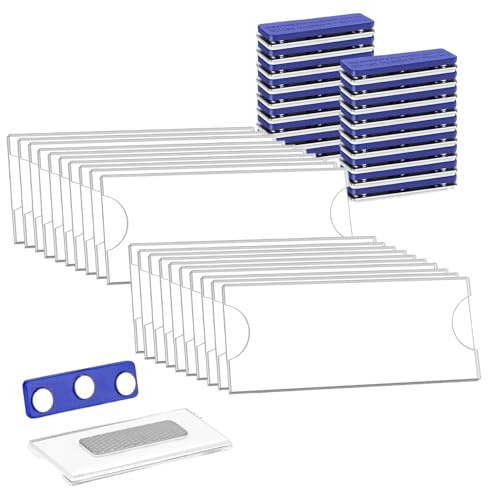 Identificativas con Iman, 20 Unidades, 75 x 31 mm Placas de Identificación Magnéticas, Placas Identificativas Magnéticas, Placas Magnéticas para Nombre, para Oficinas, Escuelas y Exposiciones