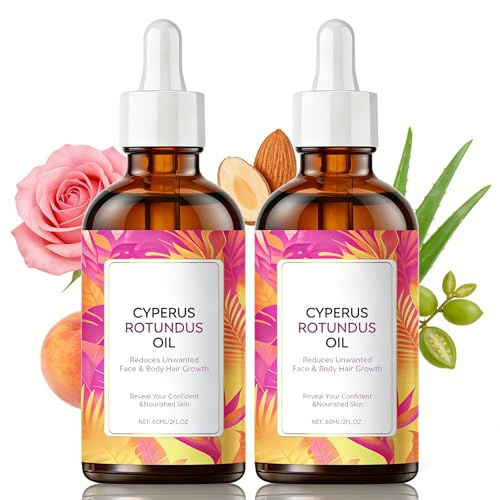 Cyperus Rotundus Oil, Natural Cyperus Rotundus Oil for Hair Removal 2PCS | Cyperus Oil Reduces Legs, Arms & Underarms Hair Growth, Aloe Vera, Jojoba, Shrink Pores & Gentle for All Skin Types,