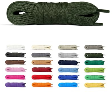 Laceter Lacci Piatte per Scarpe da Ginnastica, Sneakers e Stivali - Resistenti e Duraturi, Larghezza 8mm - Disponibili in Diverse Lunghezze e Colori per Uomo, Donna e Bambini - Verde abete, 75 cm