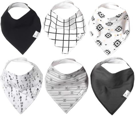 Copper Pearl 6 Pack Soft Cotton Baby Bibs for Drooling and Teething, Absorbent Drool Bibs for Baby Girl and Boy, Adjustable to Fit Newborns to Toddlers, Tons of Styles (Hawk Set)