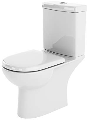 Nuie NCA380-1PC Lawton Modern Compact Coupled Bathroom Toilet with Dual Flush Cistern and Soft Close Seat, White