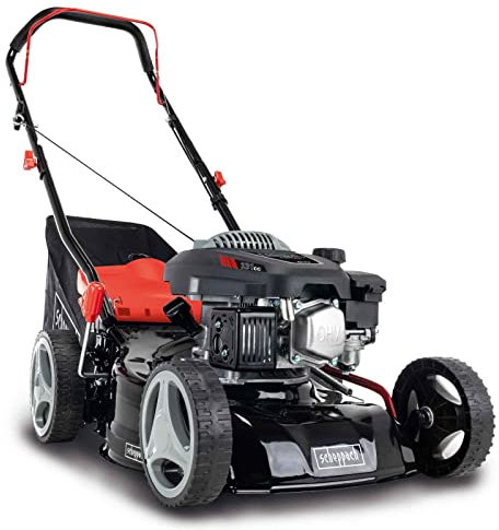 Scheppach MP132-42 Push Compact Petrol Lawnmower | 42 cm Cutting Width | Mulching, Lightweight & Manoeuvrable | 45L Grass Bag | Easy Clean & Storage