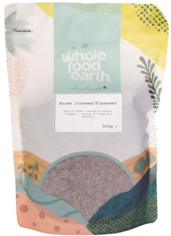 Wholefood Earth - Braune Leinsamen/Leinsamen 500 g GVO-frei natürlich vegan reich an Ballaststoffen Eiweißquelle