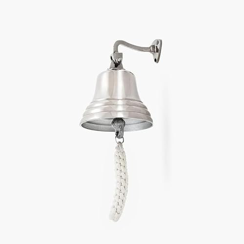 Assorted Collections Barzubehör für Zuhause, Kneipen, Handglocke, Wandmontage, Bar, nautische Dekoration – Silberne Glocke mit knackigen Klängen, ideal für Weihnachten, Empfänge, Kneipen (8 Zoll)