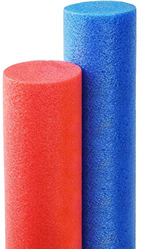 The Dreidel Company 2-Pack Deluxe Floating Pool Noodles Foam Tube, Super Thick Noodles for Floating in The Swimming Pool, Blue and Red, 52 Inches Long