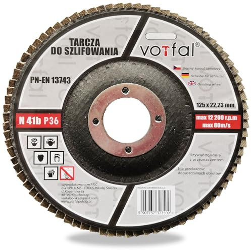 Fächerscheiben 125 mm Lamellenscheiben P36 für Metall Holz Edelstahl – Profi Schleifscheiben Set 10x für Winkelschleifer – Schnelles und präzises Schleifen VORFAL (P36, Korund)