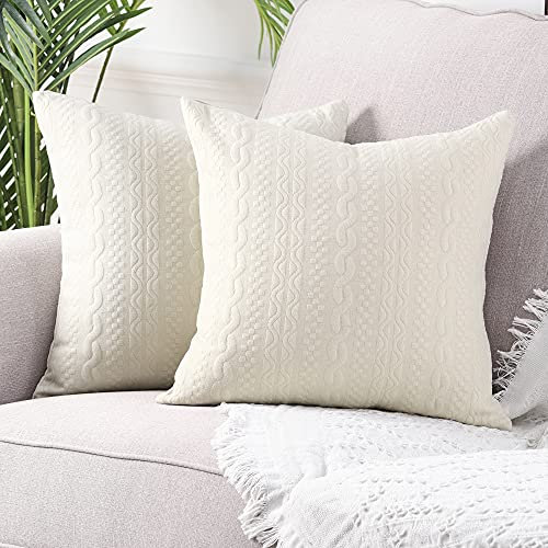 Yaertun 2er Set Superweichen Kissenbezüge Dekokissen Kissenbezug Sofakissen Dekorativ Couchkissen Kissenhülle Bezug Weich für Wohnzimmer Schlafzimmer 16x16 Inch, 40x40 cm Beige