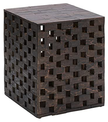 Amazon Aware, Sgabello e supporto per piante per esterni in legno riciclato, a scacchi, Marrone Cacao, 38 x 38 x 48 cm