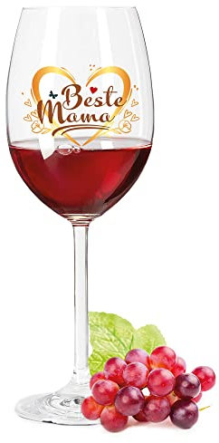 GRAVURZEILE Leonardo Weinglas mit UV-Druck - Beste Mama - Geschenk für Mama ideal als Muttertagsgeschenk - Weißweinglas Rotweinglas als Geburtstagsgeschenk für Mama - Farbe Daily UV