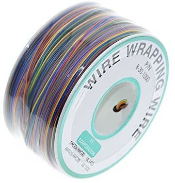 Wvapzwr 30AWG Tinned Copper Wire, 250M Insulation Test Wrapping Cable, 8 Color PCB Soldering Fly Jumper Wire for Electrical-wires, Laptop, Motherboard, LCD Display, Breadboard Use