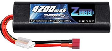 Zeee 2S Lipo Akku 7,4V 50C 4200mAh RC Akku mit T Stecker für RC Car RC Truck RC Hobby(1 Pack)