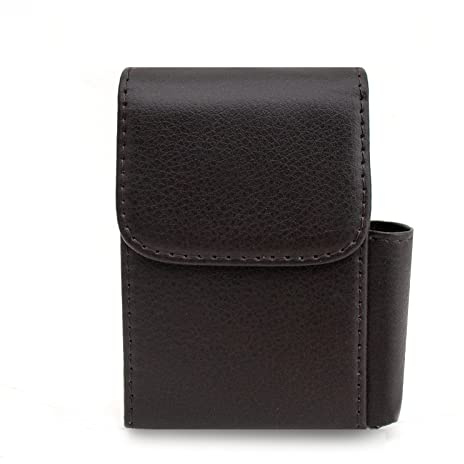 Boshiho Neutral cigarettfodral PU-läder för cigarettförpackningar högkvalitativt läder och tändare väska (kaffe)