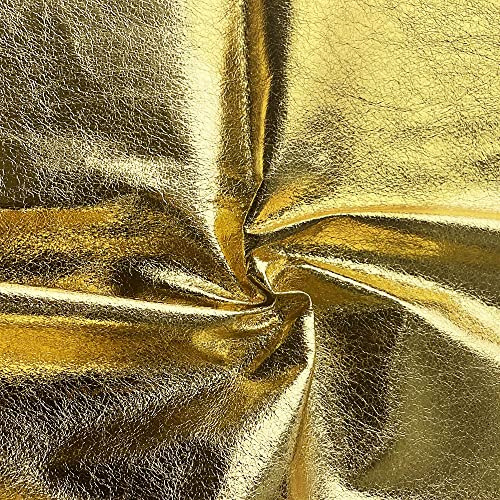 XHT 1YARD holografisk regnbåge metallisk lustre konstläder mjuk tygplåt för tillverkning av skor/påse/bälte/hantverk (guld)
