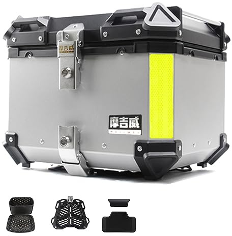 Carcasa Funda Superior para Motocicleta 36L 45L 55L 65L Baúl De Moto Aluminio Caja Trasera De Motocicleta Maletero para Moto Resistente Caja De Almacenamiento con Hardware De Montaje (Color : B, Siz