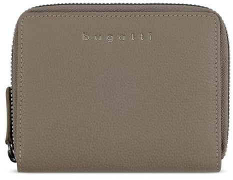 bugatti Mira kleine Damenbörse mit RV aus echtem Leder, Geldbörse mit RFID-Schutz, grau
