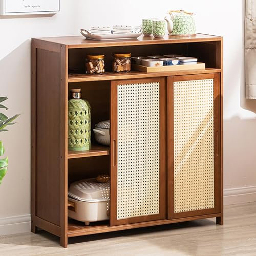 JSLJDM KüChenregal Mit 3 Etagen Aus Edelstahl,Mesh-Sideboard mit zwei Schiebetüren, KüChenschrank,Mikrowellenschrank, BäCkerregal,Vitrinenschrank,Zur Aufbewahrung von Wein,Geschirr,Töpfen und Utensili