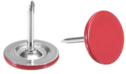 QUARKZMAN 50 Piezas de Clavos de Tapicería, Cabeza Plana de 11mmx13mm, Clavos Decorativos para Muebles, Tachuelas de Tapicería para Sofás y Cabeceros, Rojo