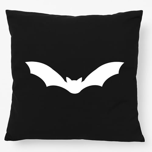 Huuraa Kissen Fledermaus Silhouette Geschenk | 40x40cm mit Füllung Black Baumwolle Dekokissen Geschenkidee Schwarzes Sofakissen dekoratives Zierkissen