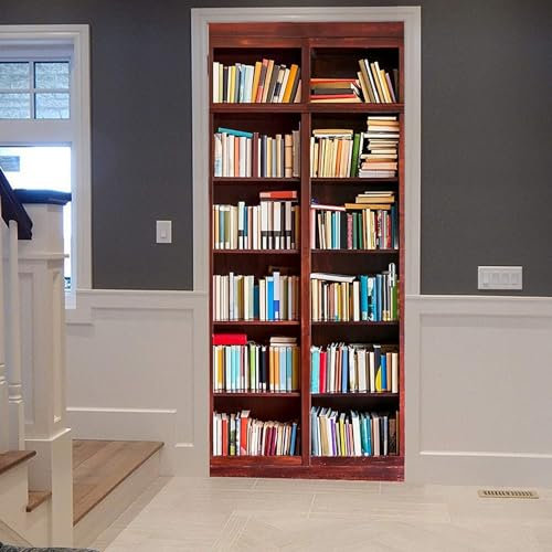3D Türaufkleber Bibliothek Bücherregal Bücherregal 85 X 210 Cm Türtapete Selbstklebend Türposter Fototapete Türfolie Poster Tapete Meer Aufkleber Diy Selbstklebende Wandbild Pvc Wasserdichte T 0
