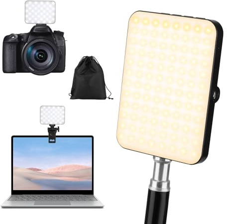 PCXWTLN Cell Phone Selfie Lights, Rechargable 80 LEDs Selfie Light with Clip, Cri 95+ Portable Fill Light LED Video Light with 5 Light Modes and 2000 Mah Battery for Pictures Live Videos Phone Laptop