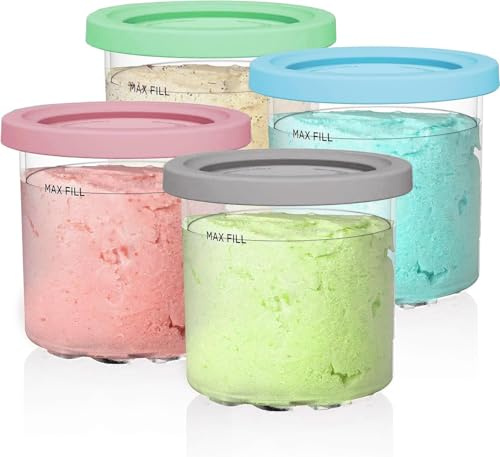 Lot de 4 récipients pour Ninja CREAMI NC300EU NC301EU - Passe au lave-vaisselle, sans BPA, anti-fuite pour sorbetière Ninja Creamy - Accessoire NC301 NC300 NC299AMZ NC299