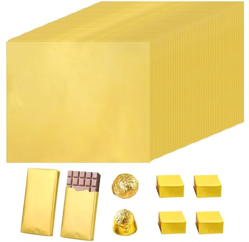 LUHOCIY 100 Pièces Papier Alimentaire Noel pour Emballage Chocolat, Aluminium pour Décoration DIY/Fabrication de Chocolat à Dubaï/Noël