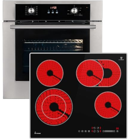 Conjunto: 60cm Horno electrico empotrable BO8810SS + 59cm Placa vitrocermica CH5901AL | Parrilla | Aire caliente | Extracciones telescópicas | Temporizador automático | SET8810CH59AL