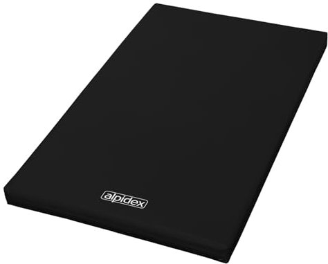 ALPIDEX Matte Turnmatte Sportmatte Gymnastikmatte 200 x 120 x 8 cm mit Antirutschboden RG 20 (sehr weich), Farbe:schwarz