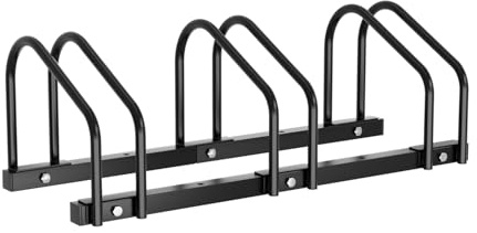 Joparri Cykelställ, golvparkering för 3 cyklar, flera stativ, cykelställ, golvstativ, galvaniserat stål, för golv- och väggmontering, 26 x 70,5 x 32 cm, svart