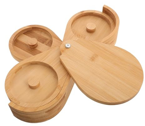 Cabilock Caja De Especias De Madera Con Tapa Giratoria Para Cocina y Bar Organizador De Condimentos Para Encimera Para Sal y Azúcar